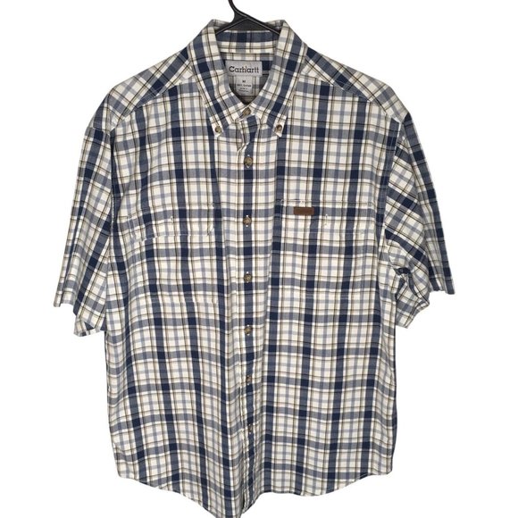 Carhartt Other - Carhartt Mens Short Sleeve Blue Plaid Work Shirt Sz M Button Up S150IND Casual